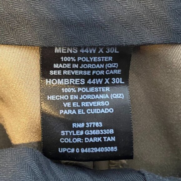 George Mens Pants 44x30 Dark Tan Polyester Chino Flat Front Classic Casual - Picture 3 of 11